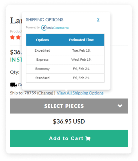 shipping options